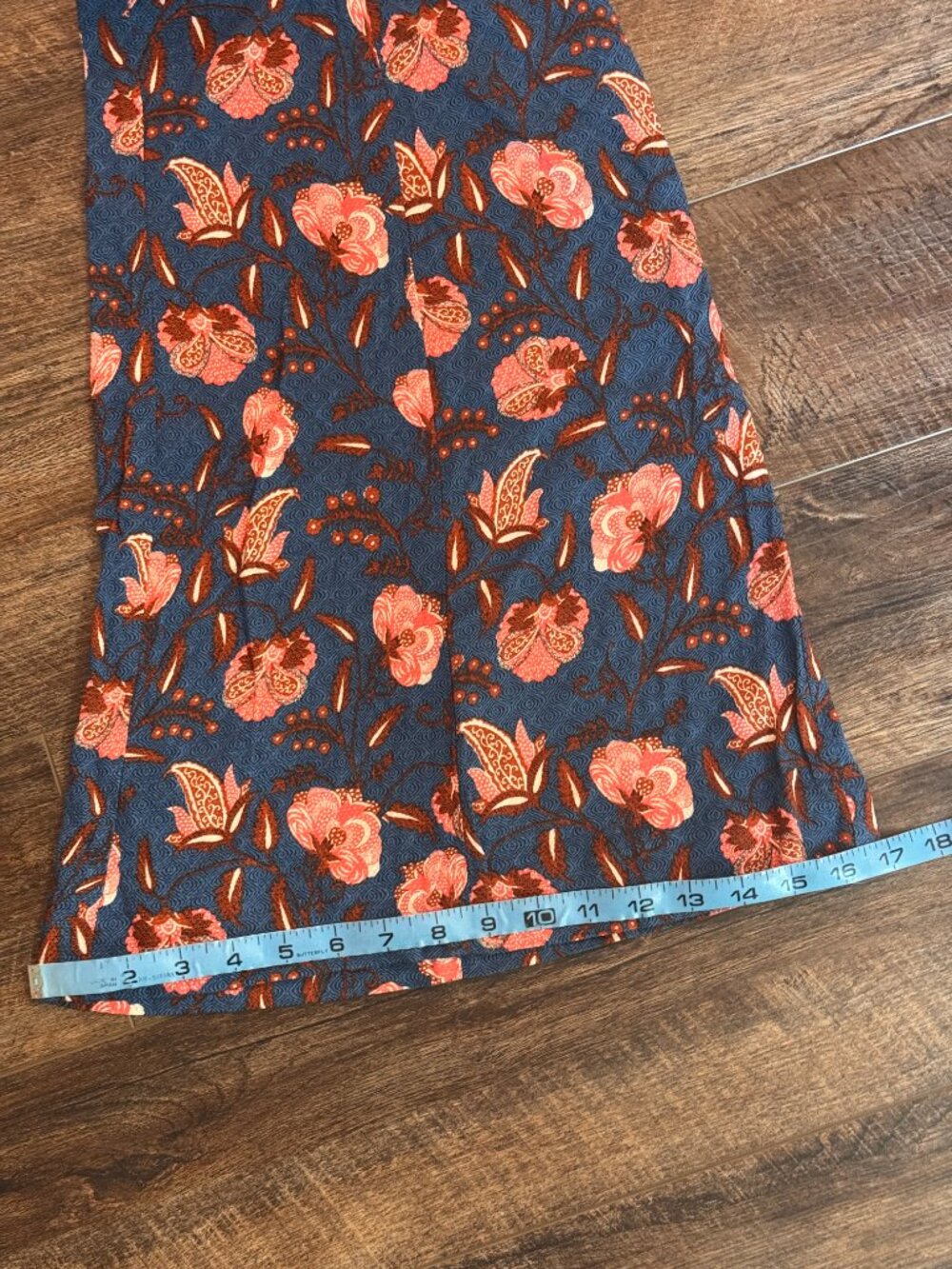 by Anthropologie NWT Blue Floral Bell Bottom Flare Pants US 10, Was $120 - Picture 9 of 9